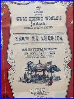 RARE VTG 1972 Walt Disney World Show Me America Musical Tour Poster 36.25 x 23