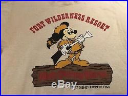 RARE Vintage 70s Disney Shirt Fort Wilderness Mickey XL L Walt World Disneyland