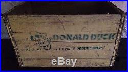 RARE Vintage Donald Duck Wood Soda Crate Wisconsin walt disney land world 50s