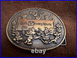 RARE Vintage Walt Disney World Brass belt buckle Mickey donald goofy minnie