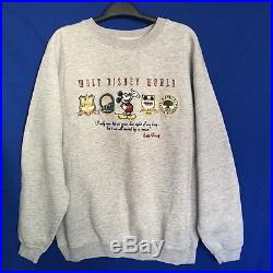 RARE Vintage Walt Disney World Signature Sweatshirt Gray M Magic Animal Kingdom