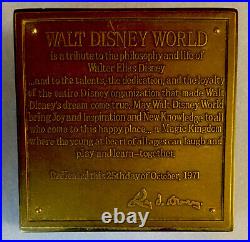 RARE Walt Disney World Dedication Plaque 35th Anniversary Replica
