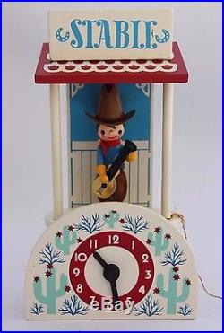 Rare Vintage Walt Disney It's A Small World Stable Clock Western Cowboy Goebel