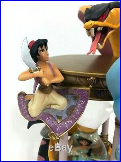 Rare Walt Disney World Aladdin Hourglass Musical Snow Globe 1992 Tested Works
