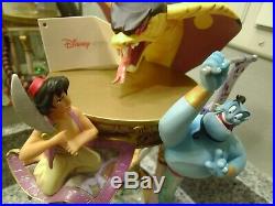 Rare Walt Disney World Aladdin Hourglass Snowglobe Lights & Music Genie Jafar