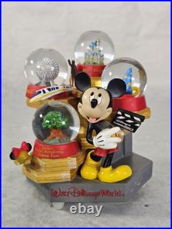 Rare Walt Disney World Mickey Mouse 4 Park Snow Globe and Music Box Figurine