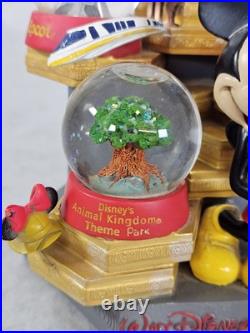 Rare Walt Disney World Mickey Mouse 4 Park Snow Globe and Music Box Figurine