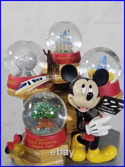 Rare Walt Disney World Mickey Mouse 4 Park Snow Globe and Music Box Figurine