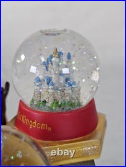 Rare Walt Disney World Mickey Mouse 4 Park Snow Globe and Music Box Figurine