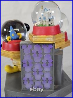 Rare Walt Disney World Mickey Mouse 4 Park Snow Globe and Music Box Figurine