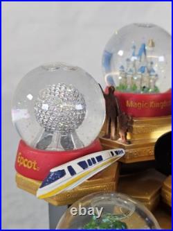 Rare Walt Disney World Mickey Mouse 4 Park Snow Globe and Music Box Figurine