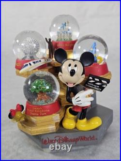 Rare Walt Disney World Mickey Mouse 4 Park Snow Globe and Music Box Figurine