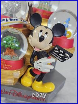 Rare Walt Disney World Mickey Mouse 4 Park Snow Globe and Music Box Figurine