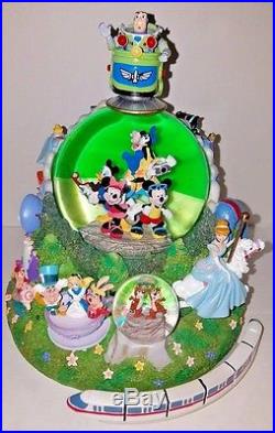 Retired Walt Disney World Monorail Music Deluxe Snowglobe 4 Parks Tons Character