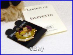 STEIFF GEPPETTO BEAR EAN 651311 1996 Walt Disney World WDW Convention SIGNED&Pin