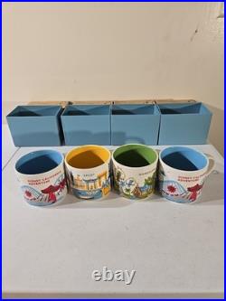 Set (4) Disney World 1st Edition You Are Here Starbucks Mugs 14oz New In Box