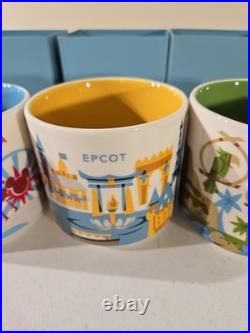 Set (4) Disney World 1st Edition You Are Here Starbucks Mugs 14oz New In Box