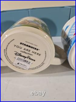 Set (4) Disney World 1st Edition You Are Here Starbucks Mugs 14oz New In Box