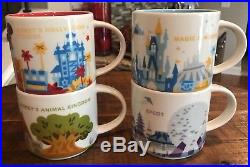 Set Of 4 Walt Disney World Starbucks You Are Here Mugs New