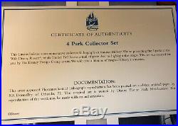 Set of 4 Walt Disney World Park Collector Lithograph Mickey With Certficate COA