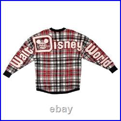 Spirit Jersey Mickey Long Sleeve Sweater Plaid S size Walt Disney World Logo New