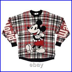 Spirit Jersey Mickey Long Sleeve Sweater Plaid S size Walt Disney World Logo New