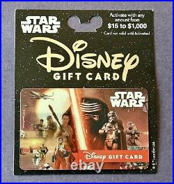 THE FORCE AWAKENS METALLIC WALT DISNEY WORLD STAR WARS NEW GIFT CARD Vertical