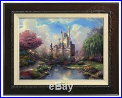 Thomas Kinkade New Day at Cinderella's Castle Canvas Classic (Espresso Frame)