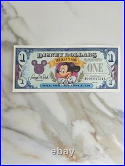 Three 1993 $1, DISNEY DOLLAR Disney World. Disneyland Consecutive serial No
