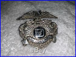 Two Vintage Walt Disney World Security Officer Hat Badge Engraved Sun Badge Co
