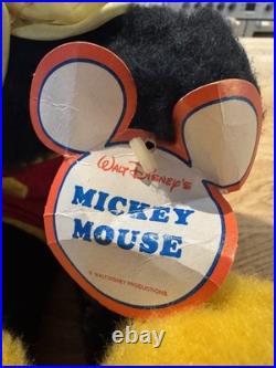 VINTAGE 1971 Mickey Mouse Plush Walt Disney World Inaugural Snap Ring & TAGS