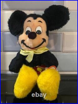 VINTAGE 1971 Mickey Mouse Plush Walt Disney World Inaugural Snap Ring & TAGS