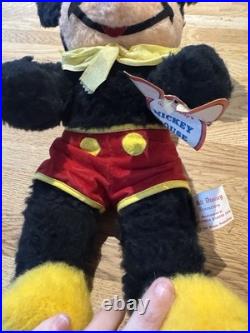 VINTAGE 1971 Mickey Mouse Plush Walt Disney World Inaugural Snap Ring & TAGS