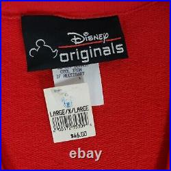 VINTAGE Walt Disney World Sweater Adult Large Red USA Cardigan New Mickey