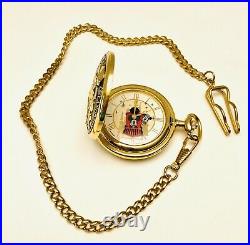 VTG Walt Disney World Railroad Mickey Mouse Conductor Pocket Watch With Horn Tune