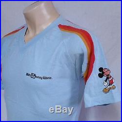 VTG Walt Disney World T Shirt 80s Mickey Mouse 70s Fashions Jersey V Neck Large