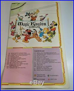Vintage 1970s Walt Disney World Magic Kingdom Map Guide 31 x 39 Rare