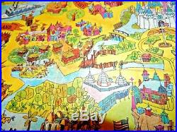 Vintage 1971 Walt Disney World Guide to the Magic Kingdom Map Poster