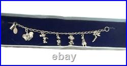 Vintage 1980s Walt Disney World Metal Charm Bracelet 6 Disney Characters Rare