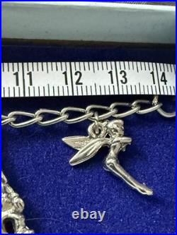 Vintage 1980s Walt Disney World Metal Charm Bracelet 6 Disney Characters Rare