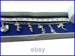 Vintage 1980s Walt Disney World Metal Charm Bracelet 6 Disney Characters Rare