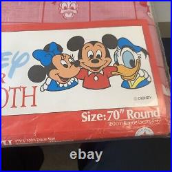 Vintage 1988 Walt Disney World Character Tablecloth Size 70 Round Rare