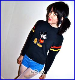 Vintage 80s MICKEY MOUSE Walt Disney World Sweatshirt Germany Colors Striped XS