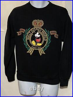 Vintage 80s Mickey Mouse Walt Disney World Crewneck Sweat Shirt Medium Black 151