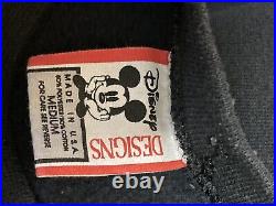 Vintage 80s Mickey Mouse Walt Disney World Crewneck Sweat Shirt Medium Black 151