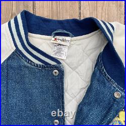 Vintage 90s Walt Disney World Embroidered Button Up Varsity Denim Jacket XXL