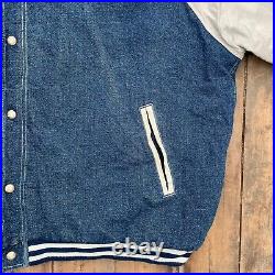 Vintage 90s Walt Disney World Embroidered Button Up Varsity Denim Jacket XXL