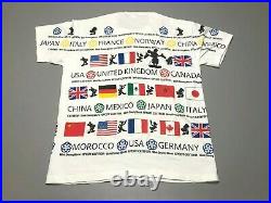 Vintage 90s Walt Disney World Epcot Center All Over Print Flag T-Shirt Size XL
