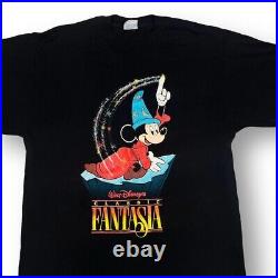Vintage 90s Walt Disney World Florida Disney Fantasia Black Mickey Mouse T Shirt