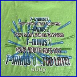 Vintage 90s Walt Disney World Space Mountain T-Minus Lime Green T-Shirt Medium